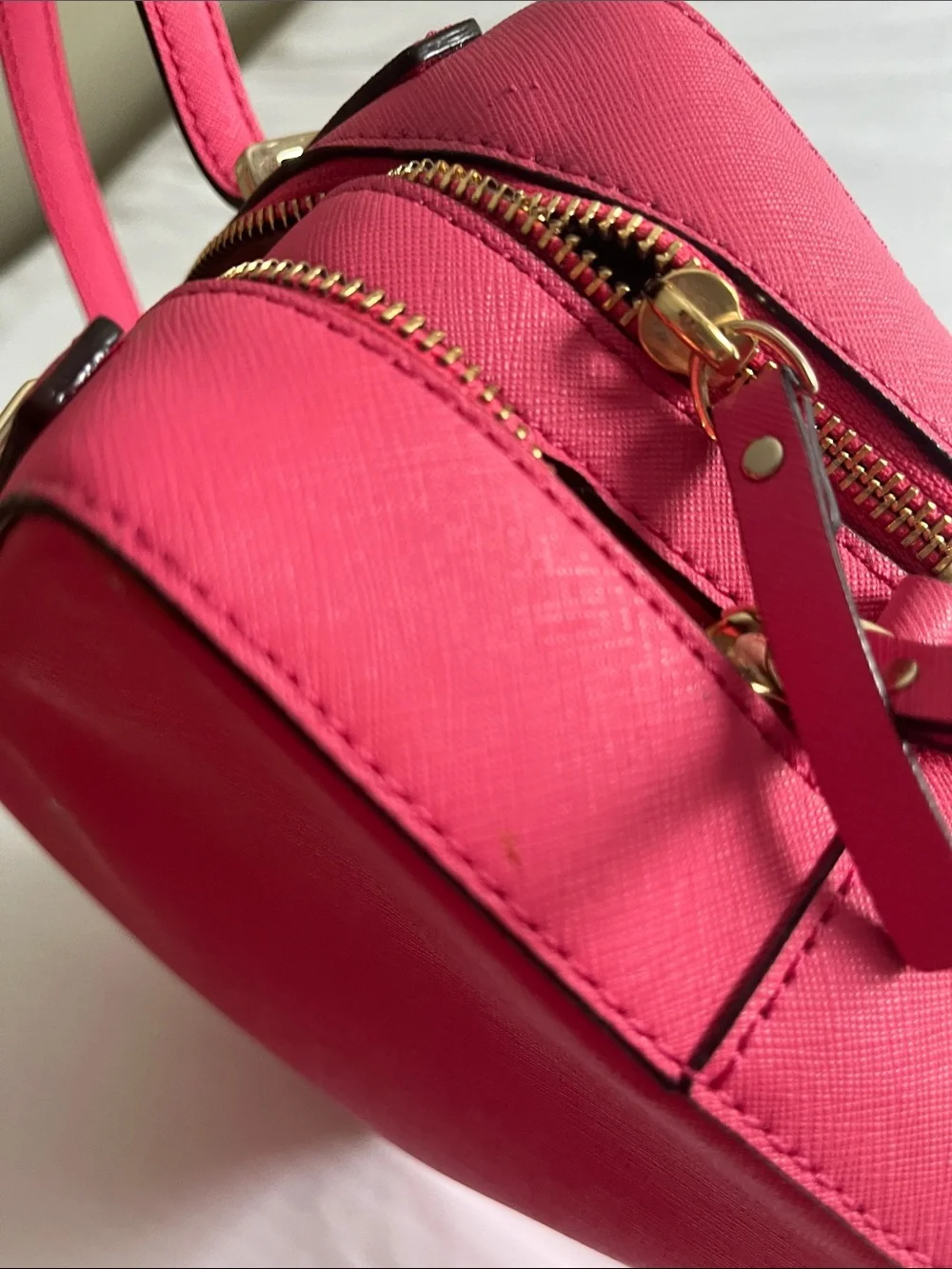 kate spade Bright Pink Saffiano Satchel with Gold Hardware
